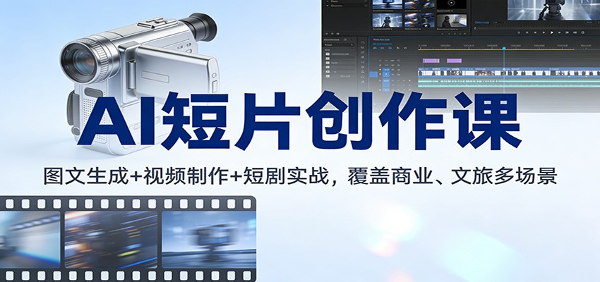 AI短片创作课：图文生成+ 视频制作+短剧实战，覆盖商业、 文旅多场景-云网创