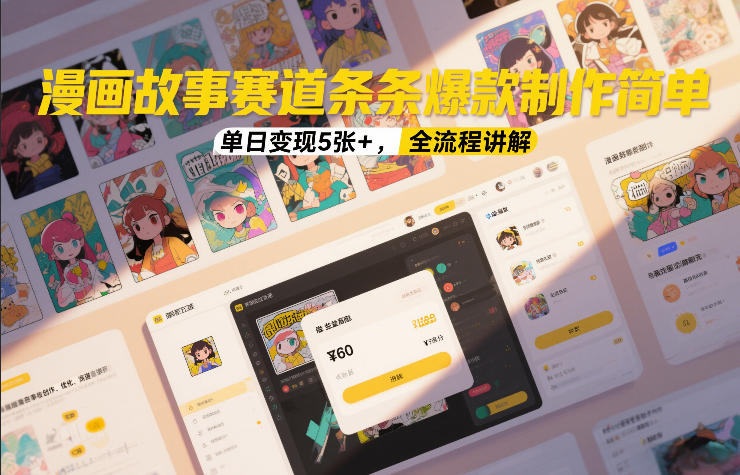 漫画故事赛道条条爆款制作简单，单日变现5张+，全流程讲解-云网创