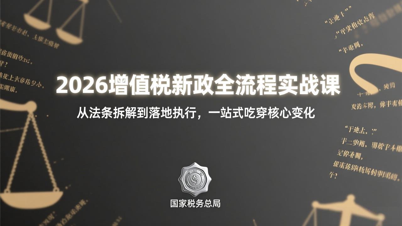 2026增值税新政全流程实战课：从法条拆解到落地执行，一站式吃透核心变化-云网创