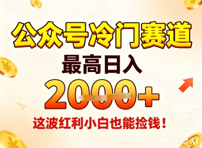 公众号冷门赛道,最高日入1k+,这波红利小白也能捡钱!-云网创