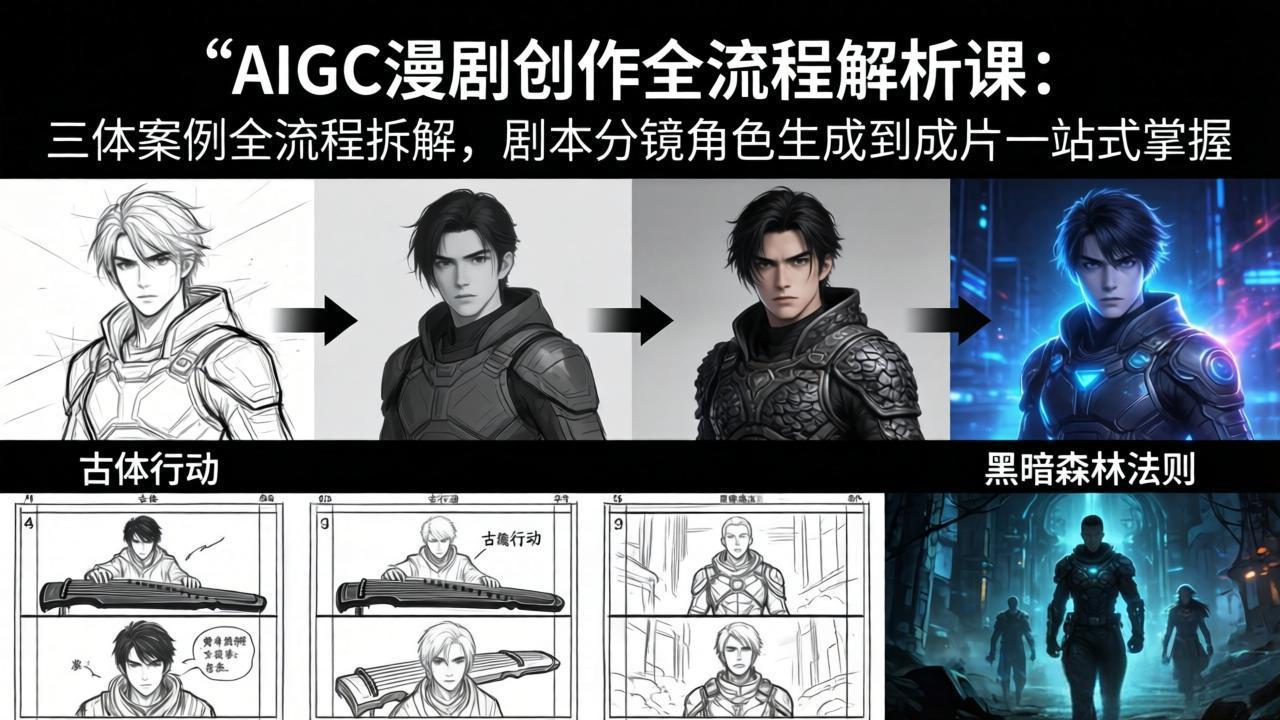 AIGC漫剧创作全流程解析课：三体案例全流程拆解，剧本分镜角色生成到成片一站式掌握-云网创