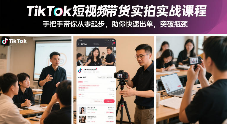 TikTok短视频带货实拍实战课程,手把手带你从零起步,助你快速出单,突破瓶颈-云网创