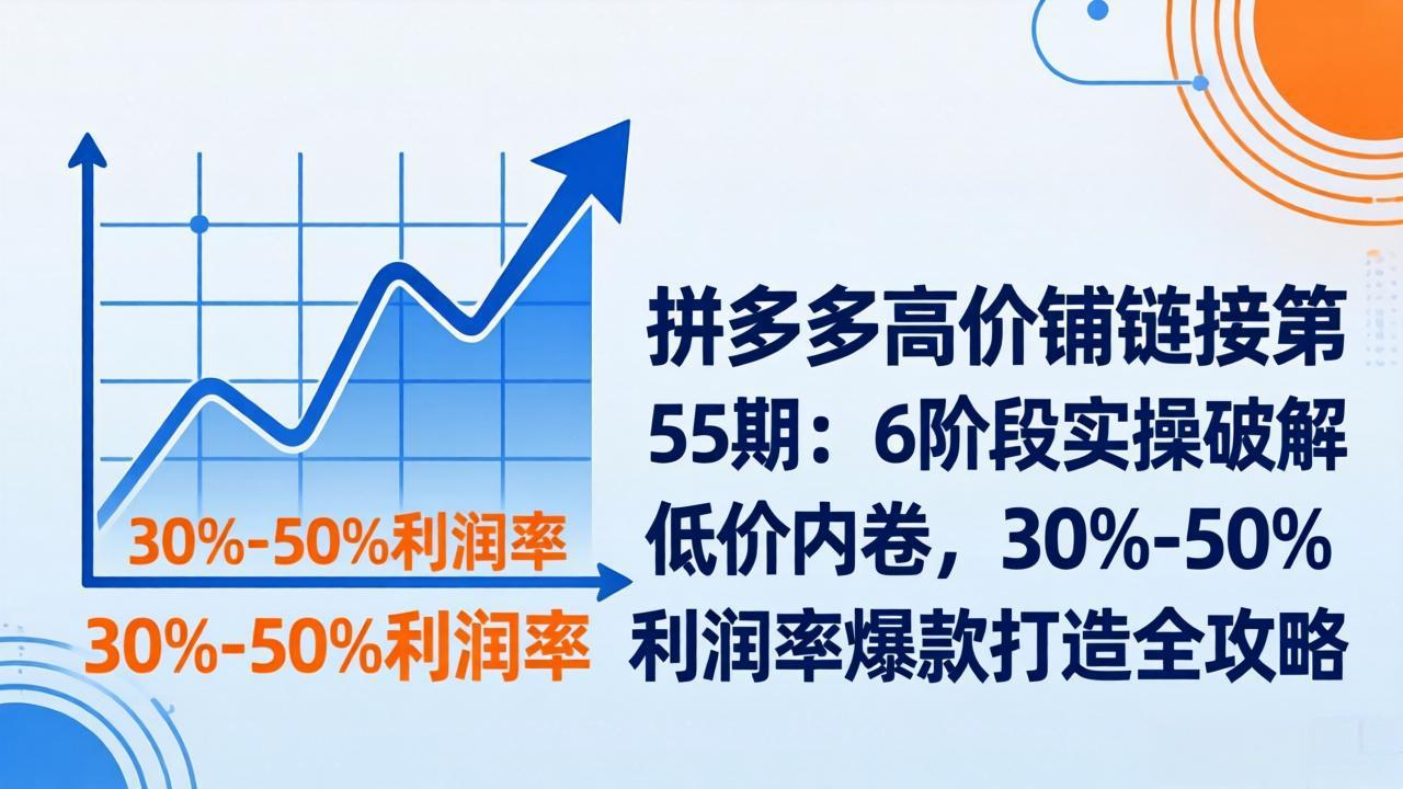 拼多多高价铺链接第55期：6阶段实操破解低价内卷，30%-50%利润率爆款打造全攻略-云网创