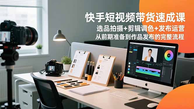 快手短视频带货速成课,选品拍摄+剪辑调色+发布运营,从前期准备到作品发布的完整流程-云网创