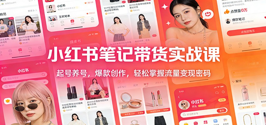 小红书笔记带货实战课：起号养号，爆款创作，轻松掌握流量变现密码-云网创