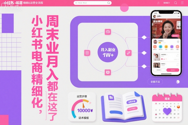 小红书电商精细化运营全流程，周末副业月入1W+，全套方法都在这了-云网创