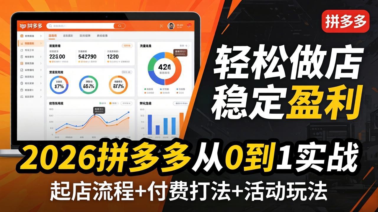 2026拼多多从0到1实战-4月更新：最新起店流程+付费打法+活动玩法，轻松做店稳定盈利-云网创