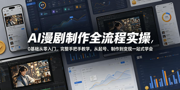 AI漫剧制作全流程实操，0基础从零入门，完整手把手教学，从起号、制作到变现一站式学会(更新)-云网创