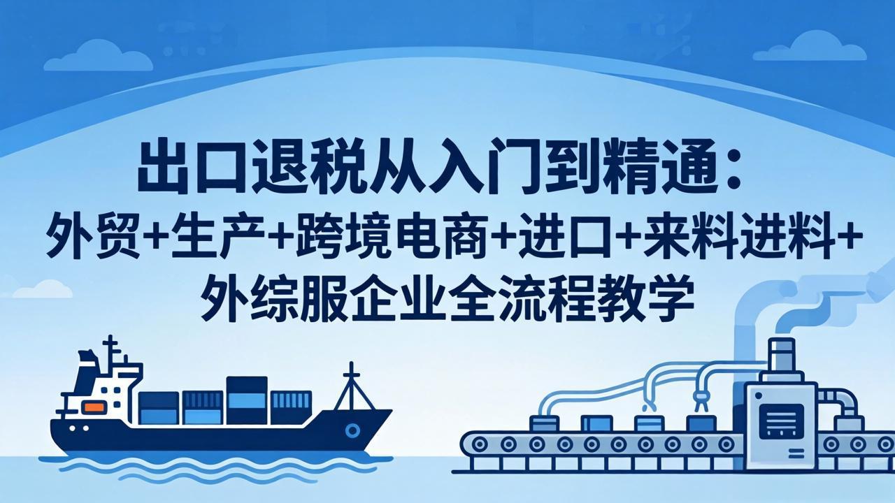 出口退税从入门到精通：外贸+生产+跨境电商+进口+来料进料+外综服企业全流程教学-云网创