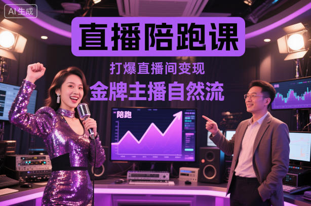 直播陪跑课,金牌主播自然流打爆直播间,复制高变现玩法-云网创