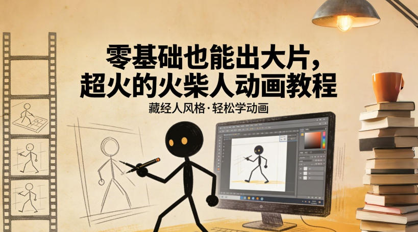 零基础也能出大片，超火的火柴人动画教程(藏经人风格)-云网创