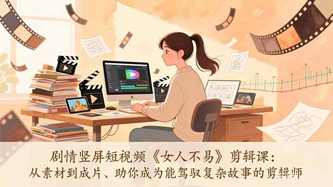 剧情竖屏短视频《女人不易》剪辑课：从素材到成片、助你成为能驾驭复杂故事的剪辑师-云网创