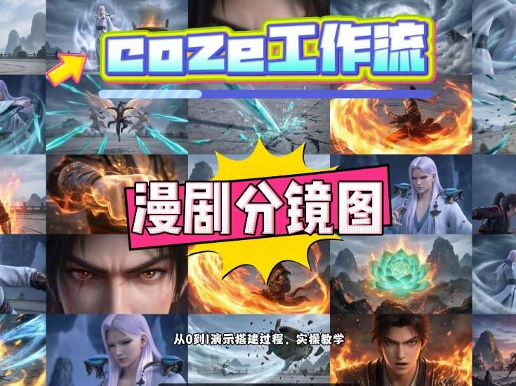 通过Coze工作流，制作《动漫分镜图》，两分钟制作完成25宫格分镜图，从0到1演示搭建过程，实操教学-云网创