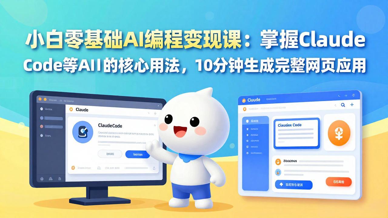 小白零基础AI编程变现课：掌握Claude Code等AI工具的核心用法，10分钟生成完整网页应用-云网创