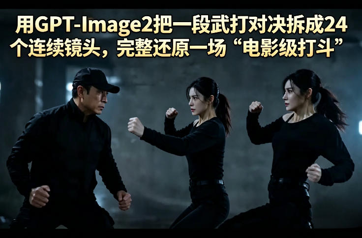 用GPT-Image2把一段武打对决拆成24个连续镜头，完整还原一场“电影级打斗”-云网创