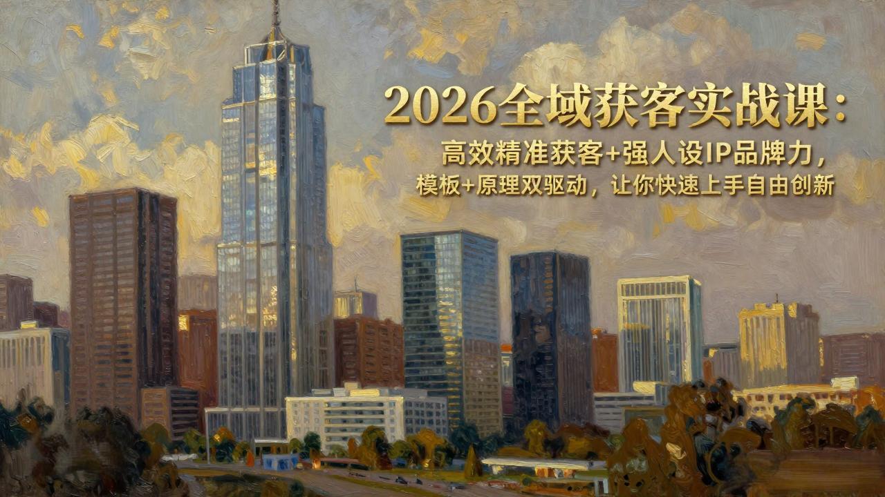 2026全域获客实战课：高效精准获客+强人设IP品牌力，模板+原理双驱动，让你快速上手自由创新-云网创