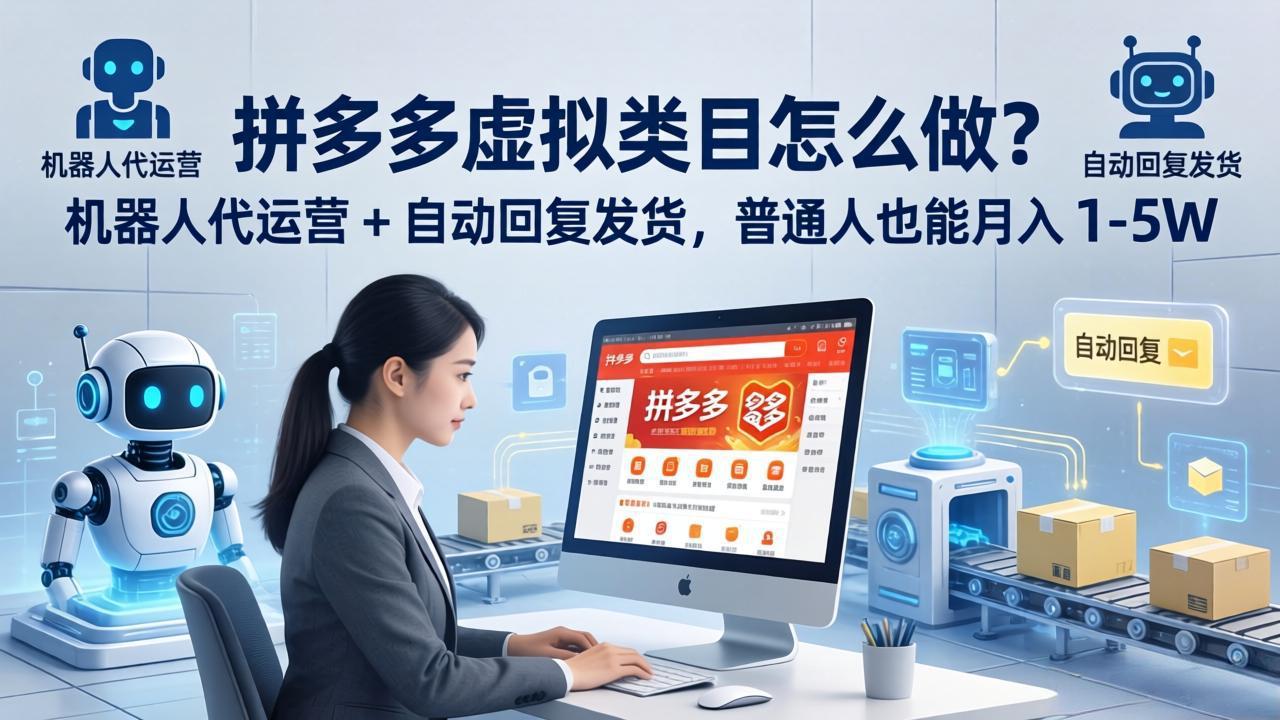 拼多多虚拟类目怎么做？机器人代运营 + 自动回复发货，普通人也能月入 1-5W-云网创