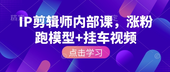 IP剪辑师内部课，涨粉跑模型+挂车视频(更新)-云网创
