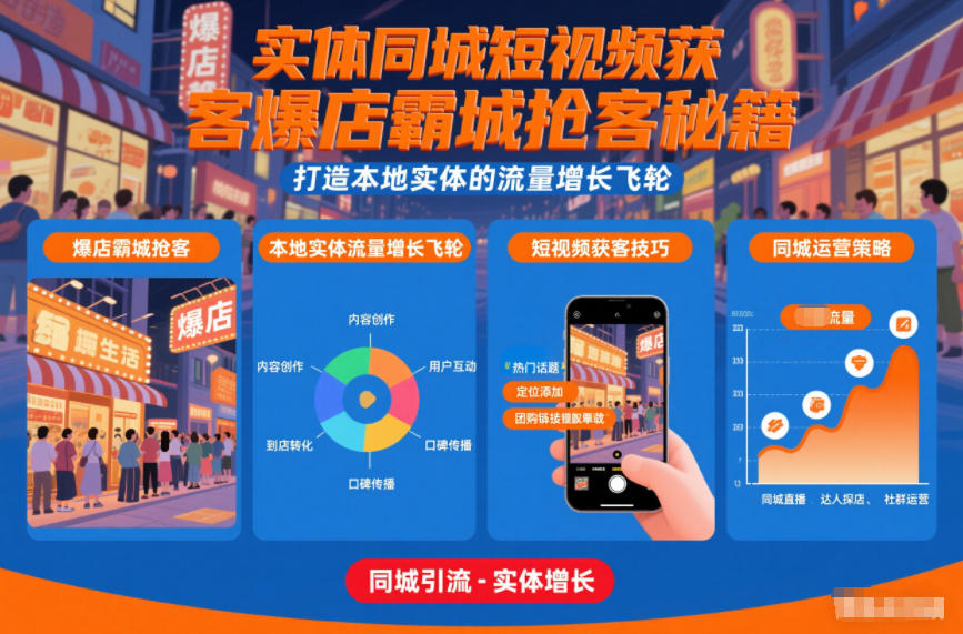 实体同城短视频获客爆店霸城抢客秘籍,打造本地实体的流量增长飞轮