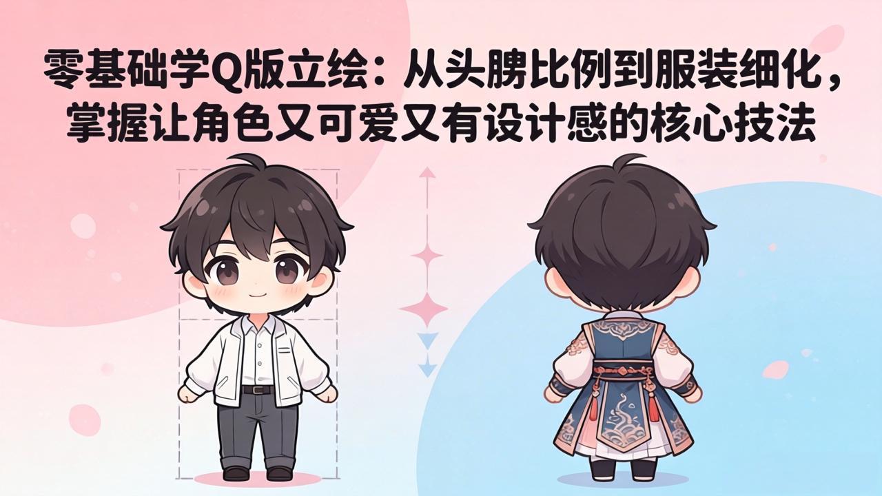 零基础学Q版立绘：从头身比例到服装细化，掌握让角色又可爱又有设计感的核心技法-云网创