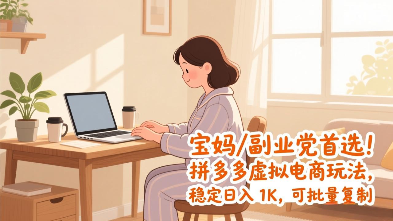 宝妈 / 副业党首选！拼多多虚拟电商玩法，稳定日入 1K，可批量复制-云网创