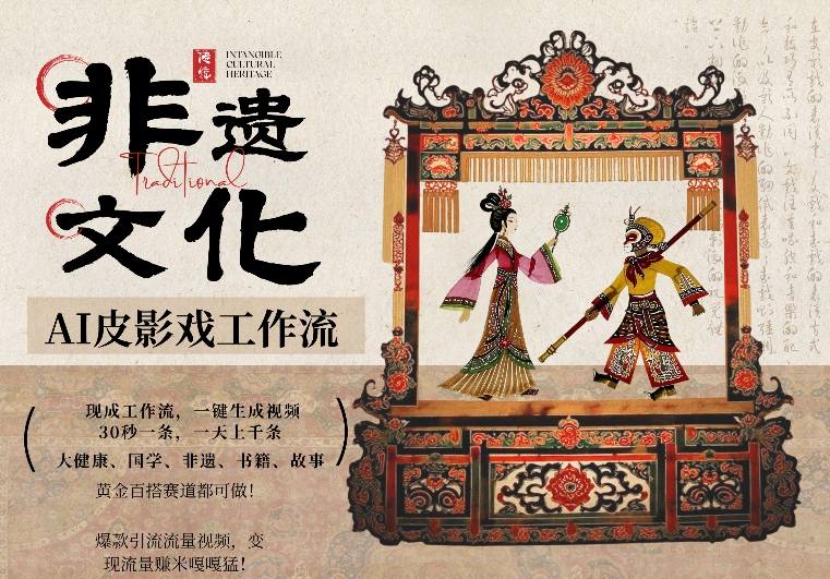 AI一键生成民俗文化非遗皮影戏视频，一刀不剪无需剪辑，30S一条，一天上百条，流量财富嘎嘎猛-云网创