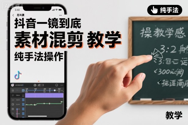 抖音一镜到底素材混剪教学,纯手法操作-云网创