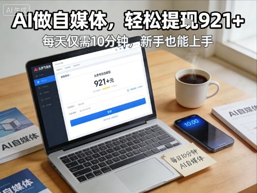 每天花费10分钟，头条号收益921+，用AI做自媒并不难【附视频教程】-云网创