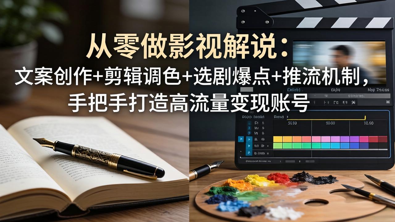 从零做影视解说：文案创作+剪辑调色+选剧爆点+推流机制，手把手打造高流量变现账号-云网创