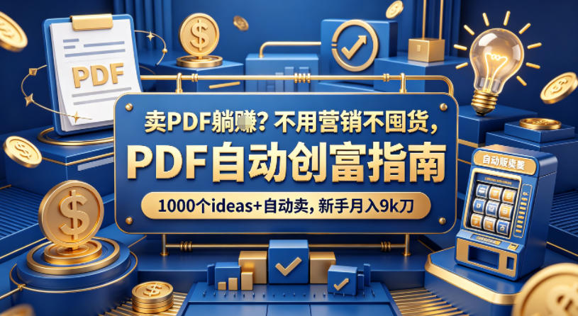 卖PDF躺賺?不用营销不囤货,PDF自动创富指南,1000个ideas+自动卖,新手月入9k刀【原创双语字幕】-云网创