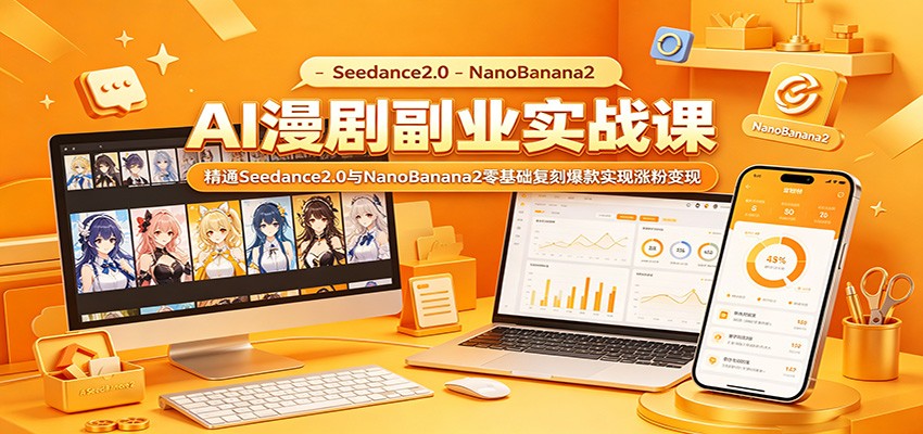 AI漫剧副业实战课：精通Seedance2.0与NanoBanana2零基础复刻爆款实现涨粉变现-云网创
