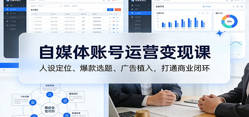 自媒体账号运营变现课:人设定位、爆款选题、广告植入,打通商业闭环-云网创
