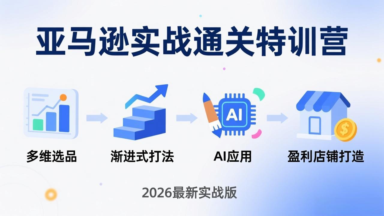 亚马逊实战通关特训营：26年4月更新，多维选品+渐进式打法+AI应用，从0到1打造盈利店铺-云网创