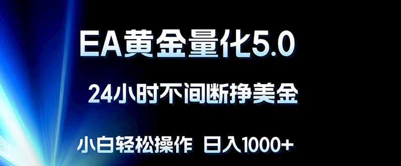 EA黄金量化5.0，24小时不间断挣美金，小白轻松上手，日入1000+-云网创