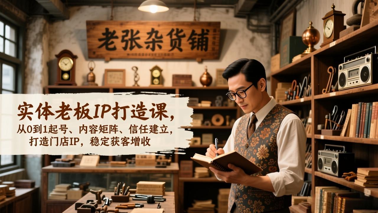 实体老板IP打造课，从0到1起号、内容矩阵、信任建立，打造门店IP，稳定获客增收-云网创