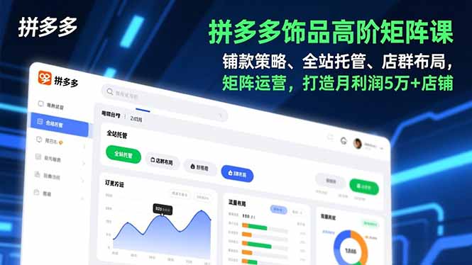 拼多多饰品高阶矩阵课，铺款策略、全站托管、店群布局，矩阵运营，打造月利润5万+店铺-云网创