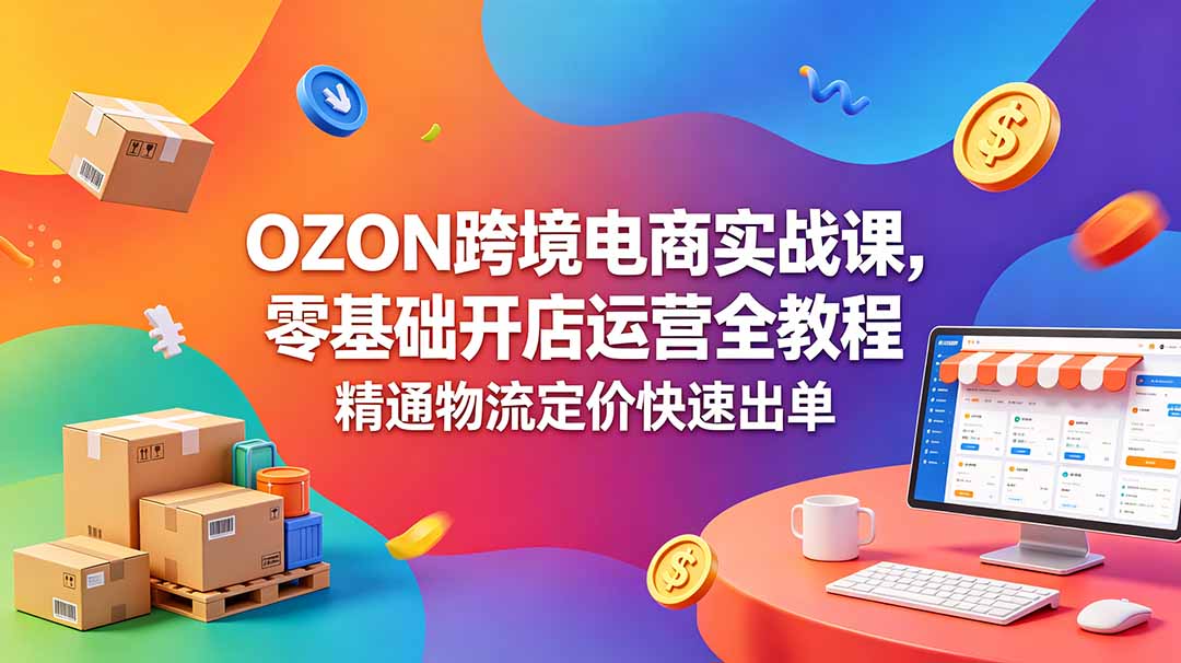 OZON 跨境电商实战课，零基础开店运营全教程，精通物流定价快速出单-云网创