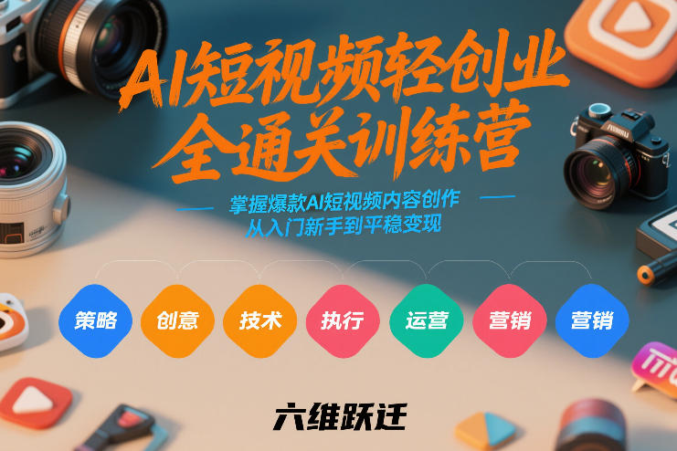 AI短视频轻创业全通关训练营,掌握爆款AI短视频内容创作,从入门新手到平稳变现的六维跃迁-云网创