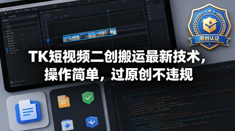 TK短视频二创搬运最新技术，操作简单，过原创不违规-云网创