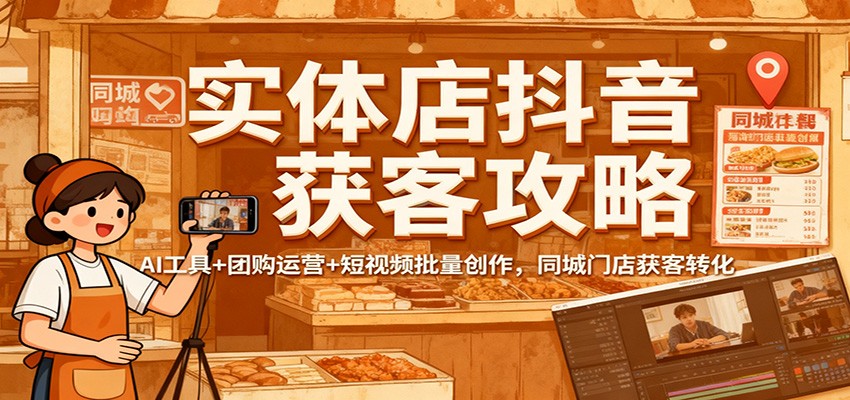 实体店抖音获客攻略:AI工具+团购运营+短视频批量创作,同城门店获客转化-云网创