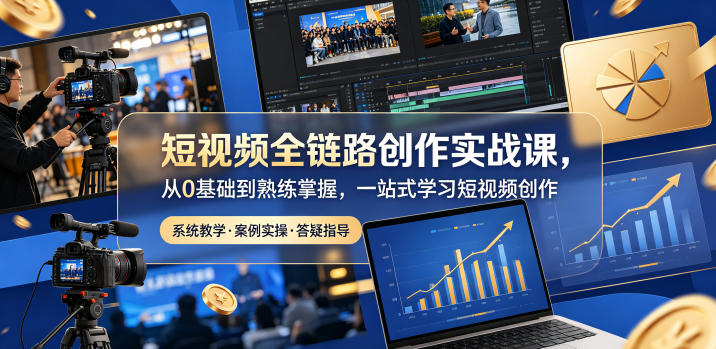 短视频全链路创作实战课，从0基础到熟练掌握，一站式学习短视频创作-云网创