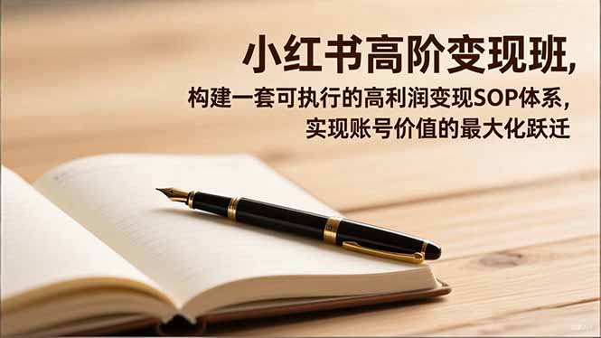 小红书高阶变现班,构建一套可执行的高利润变现SOP体系,实现账号价值的最大化跃迁-云网创