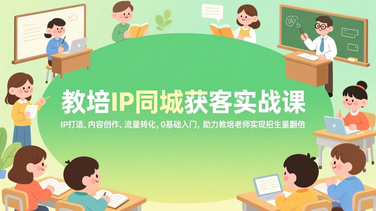 教培IP同城获客实战课，IP打造、内容创作、流量转化，0基础入门，助力教培老师实现招生量翻倍-云网创