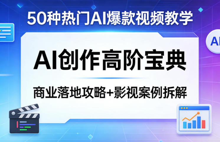 50种热门AI爆款视频教学，AI创作高阶宝典，商业落地攻略+影视案例拆解-云网创