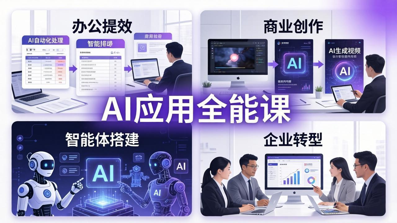 AIGC 应用全能课：办公提效、商业创作、智能体搭建、企业转型，一站式学会AI应用-云网创