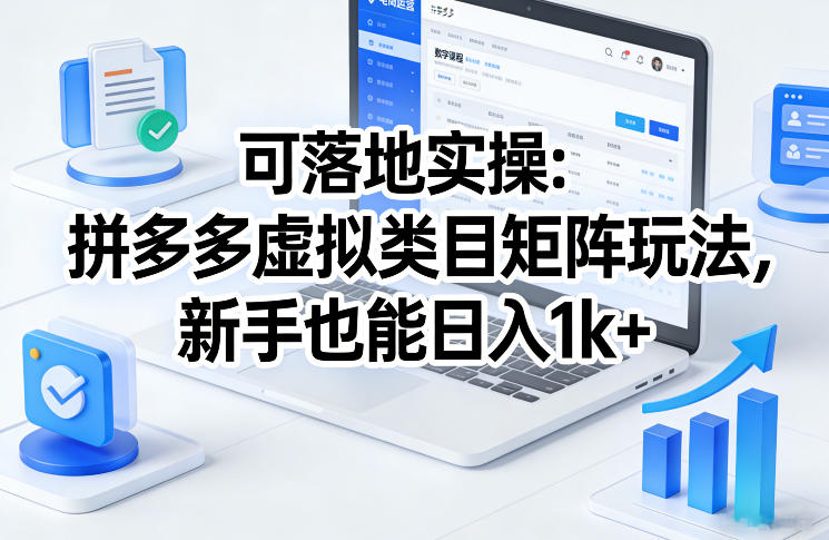 可落地实操：拼多多虚拟类目矩阵玩法，新手也能日入1k+【揭秘】-云网创