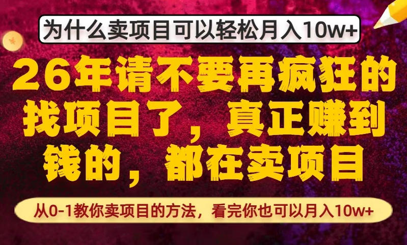 为什么真正賺到钱的都在卖项目,从0-1教你卖项目的方法,看完你也可以月入10w+【揭秘】-云网创