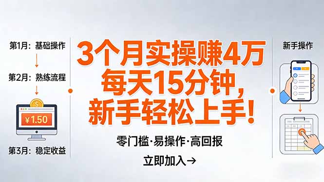 我3 个月实操赚了 4 万 ,每天操作15分钟,新手也能轻松上手!-云网创