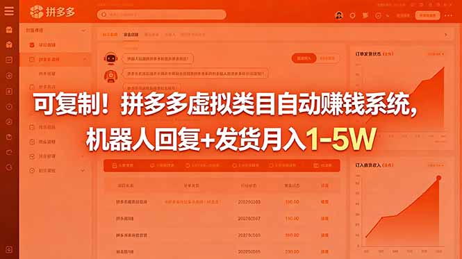 可复制！拼多多虚拟类目自动赚钱系统，机器人回复+发货月入 1-5W-云网创