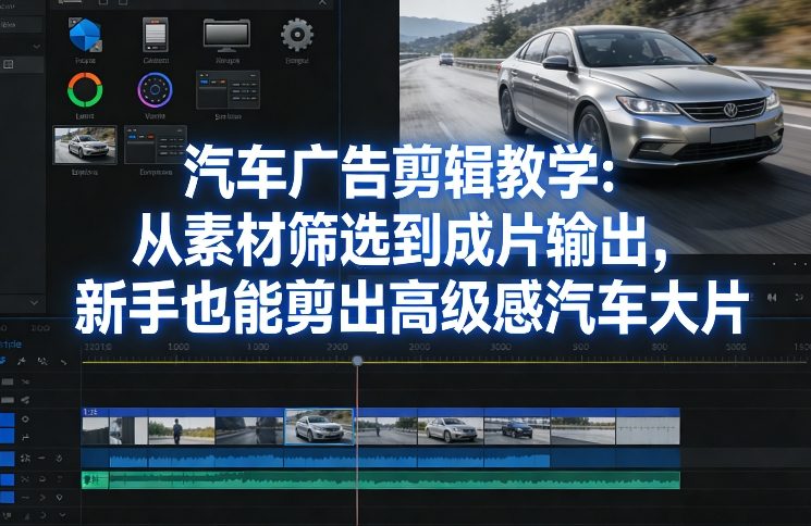汽车广告剪辑教学：从素材筛选到成片输出，新手也能剪出高级感汽车大片-云网创